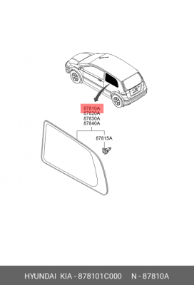 Стекло двери 878101C000 HYUNDAI KIA