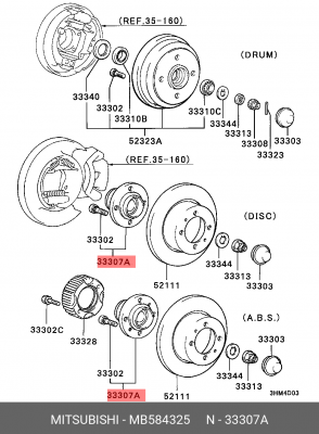 Подшипник ступицы колеса со ступицей (комплект) MB584325 MITSUBISHI