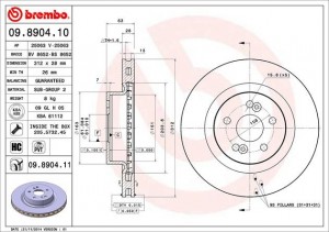 Тормозной диск 09.8904.10 BREMBO