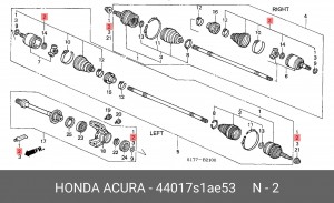 Комплект пылника, приводной вал 44017S1AE53 HONDA