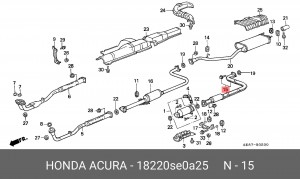 Средний глушитель выхлопных газов 18220SE0A25 HONDA