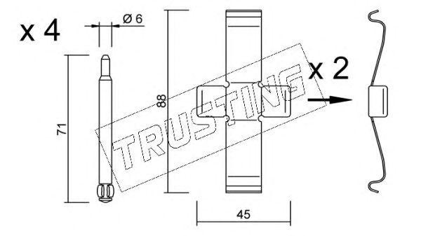 Комплектующие, колодки дискового тормоза KIT074 TRUSTING