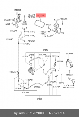 Поликлиновой ремень 57170-2D000 HYUNDAI KIA
