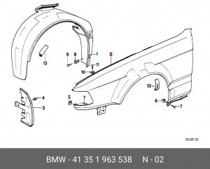 Крыло переднее 41 35 1 963 538 BMW