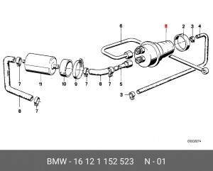 Гидроаккумулятор, давление подачи топлива 16 12 1 152 523 BMW
