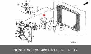 Вентилятор, охлаждение двигателя 38611RTA004 HONDA