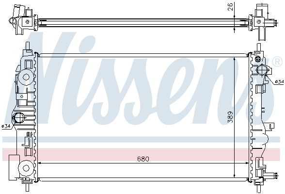 Радиатор, охлаждение двигател 64859A NISSENS