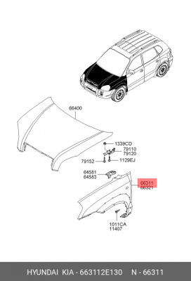 Крыло 663112E130 HYUNDAI KIA
