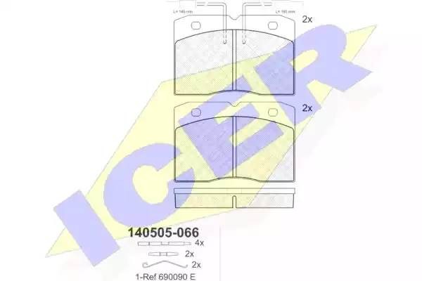 Комплект тормозных колодок, диско 140505-066 ICER