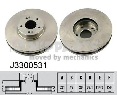 Диск тормозной J3300531 H B JAKOPARTS NIPPARTS