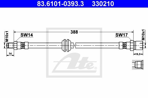 Тормозной шланг 83.6101-0393.3 ATE