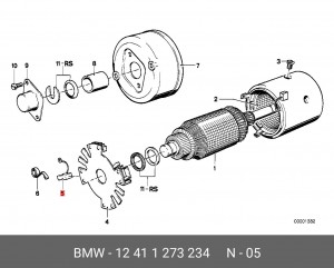 Угольная щетка, стартер 12 41 1 273 234 BMW