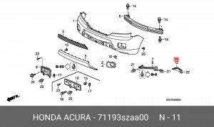 Кронштейн крепления бампера 71193SZAA00 HONDA