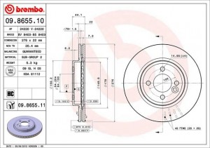 Тормозной диск 09.8655.11 BREMBO