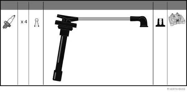 Ккомплект проводов зажигания J5384022 H B JAKOPARTS NIPPARTS