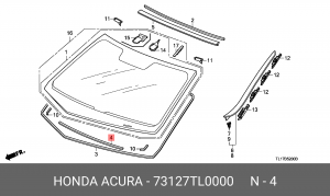 Уплотнитель стекла ветрового 73127TL0000 HONDA