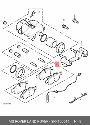 Комплект тормозных колодок, диско SFP100511 MG ROVER LAND ROVER