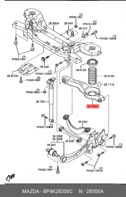 Рычаг подвески BP4K-28-300C MAZDA