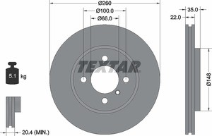 Тормозной диск 92026500 TEXTAR