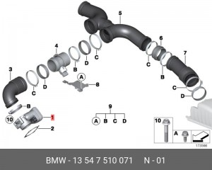 Заслонка дроссельная 13 54 7 510 071 BMW