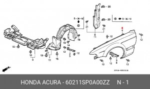 Крыло переднее 60211SP0A00ZZ HONDA