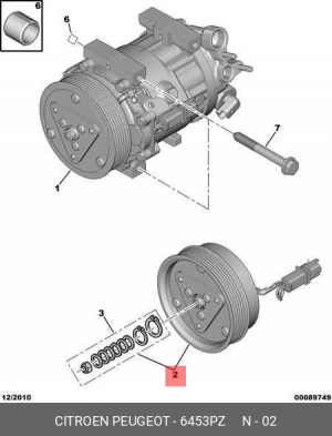 Шкив компрессора кондиционера 6453 PZ CITROEN PEUGEOT