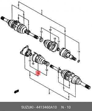 Комплект пылника, приводной вал 44134-60A10 SUZUKI