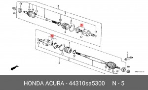 Шарнирный комплект, приводной вал 44310SA5300 HONDA