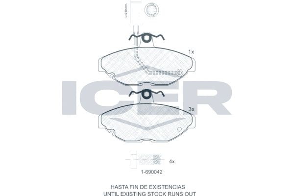 Комплект тормозных колодок, диско 180455700 ICER