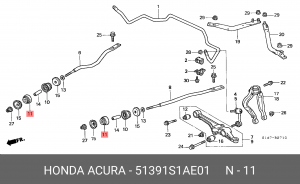 Втулка реактивной тяги 51391-S1A-E01 HONDA