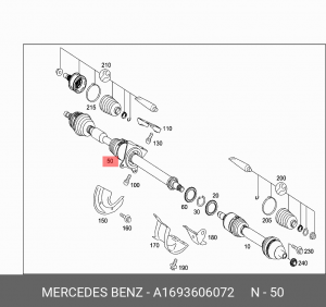 Вал привода колеса A1693606072 MERCEDES BENZ