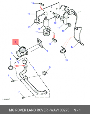Клапан возврата ОГ WAV100270 MG ROVER LAND ROVER
