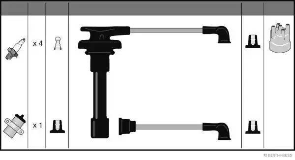 Ккомплект проводов зажигания J5386007 H B JAKOPARTS NIPPARTS