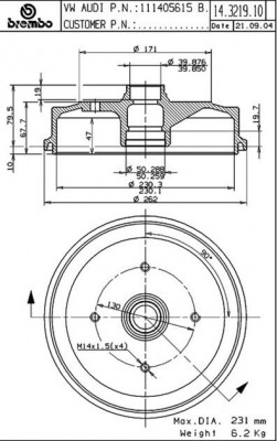 Тормозной барабан 14.3219.10 BREMBO