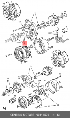 Ременный шкив, генератор 90141526 GENERAL MOTORS
