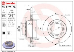 Тормозной диск 09.7263.30 BREMBO