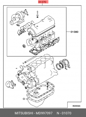 Комплект прокладок, двигатель MD997097 MITSUBISHI