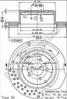 Тормозной диск 09.5182.10 BREMBO