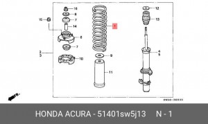 Пружина подвески 51401SW5J13 HONDA