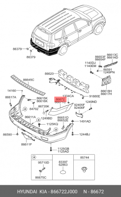 Панель боковая бампера 866722J000 HYUNDAI KIA