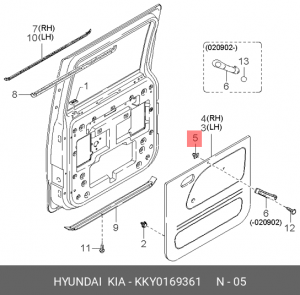 Клипса крепежная KKY0169361 HYUNDAI KIA