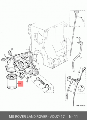 Масляный фильтр ADU7417 MG ROVER LAND ROVER