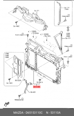 Рамка, облицовка радиатора D65153110C MAZDA