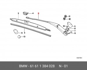 Рычаг стеклоочистителя, система очистки окон 61 61 1 384 028 BMW