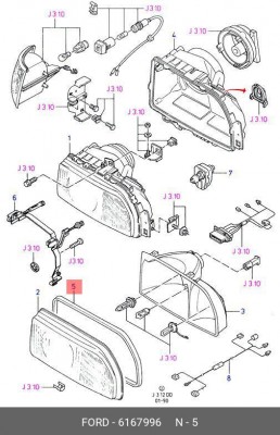 Прокладка, основная фара 6 167 996 FORD