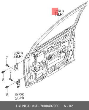 Дверь передняя 7600407000 HYUNDAI KIA