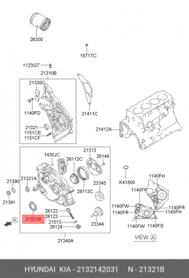 Уплотняющее кольцо, коленчатый вал 2132142031 HYUNDAI KIA