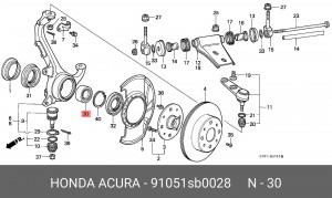 Комплект подшипника ступицы колеса 91051SB0028 HONDA