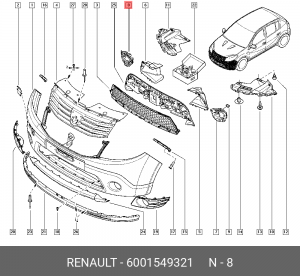 Кронштейн крепления противотуманной фары 6001549321 RENAULT
