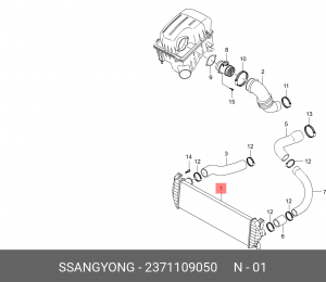 Интеркулер 2371109050 SSANG YONG